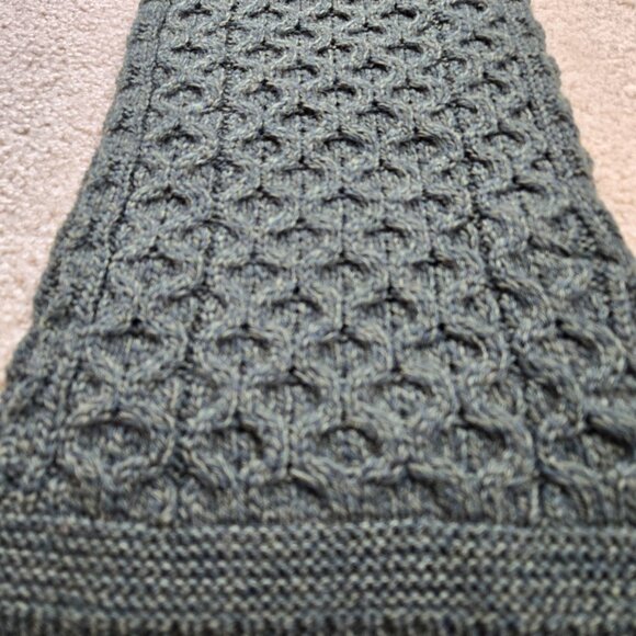 Aran Crafts 100% Merino Wool Green Mottled Heather Scarf Cable - Picture 6 of 8